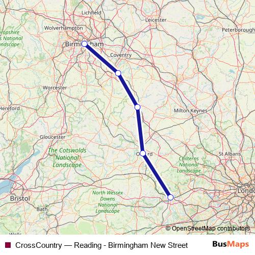 CrossCountry rail Line Map