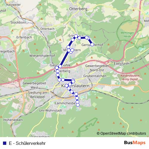 E - Schülerverkehr bus Line Map