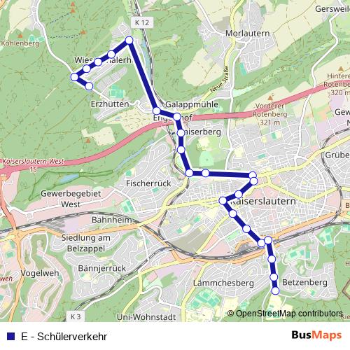 E - Schülerverkehr bus Line Map