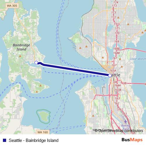 Seattle - Bainbridge Island ferry Line Map