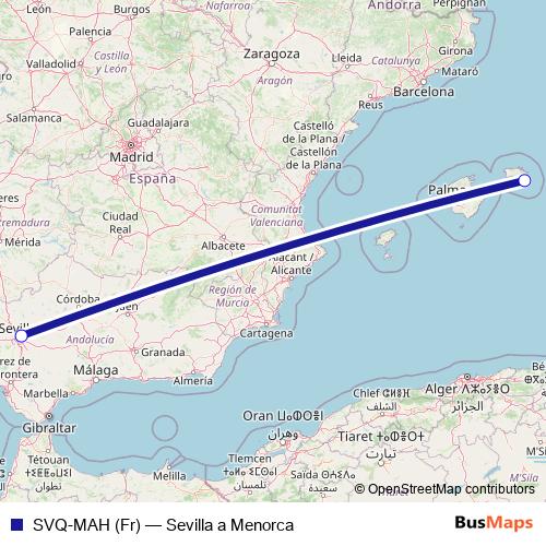 SVQ-MAH (Fr) air Line Map