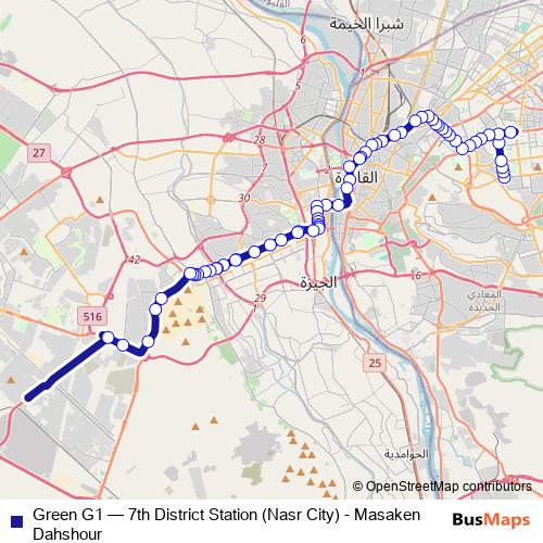 Green G1 bus Line Map