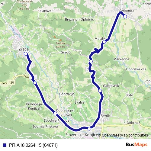 PR A18 0264 15 (64671) bus Line Map