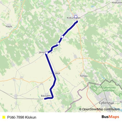 Pótló 7898 Kiskun bus Line Map