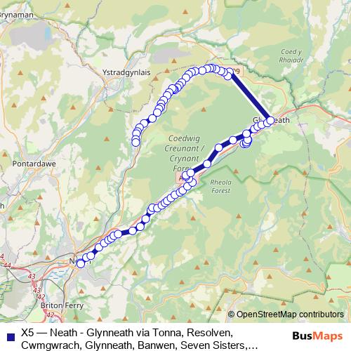 X5 bus Line Map