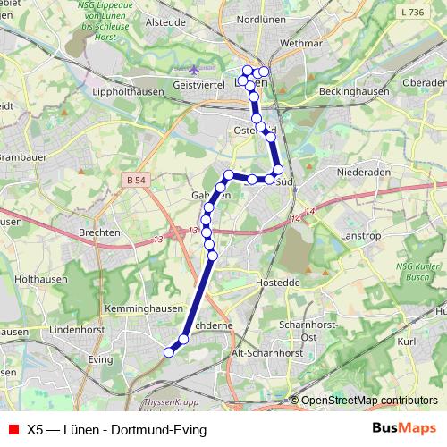 X5 bus Line Map