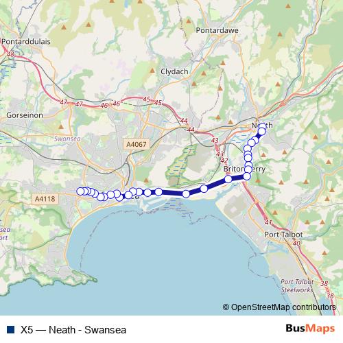 X5 bus Line Map
