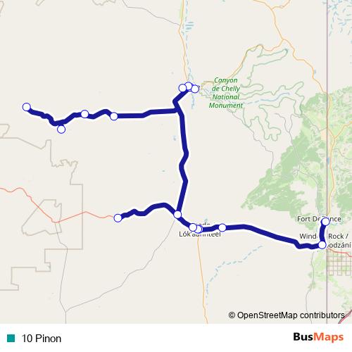 10 Pinon bus Line Map