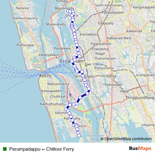 Perumpadappu ↔ Chittoor Ferry bus Line Map