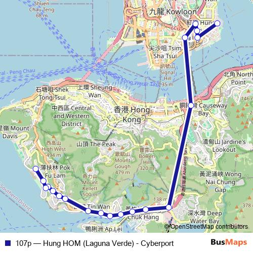 107p bus Line Map
