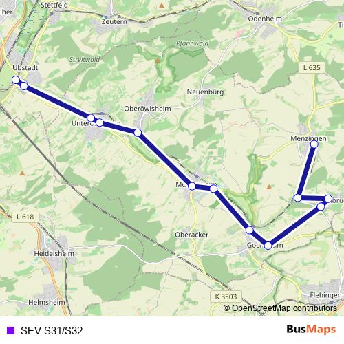 SEV S31/S32 bus Line Map