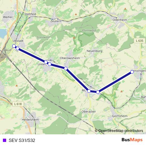 SEV S31/S32 bus Line Map