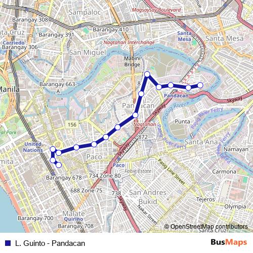 L. Guinto - Pandacan bus Line Map