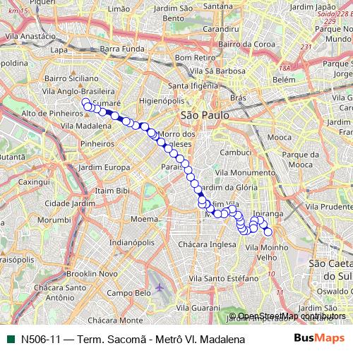N506-11 bus Line Map