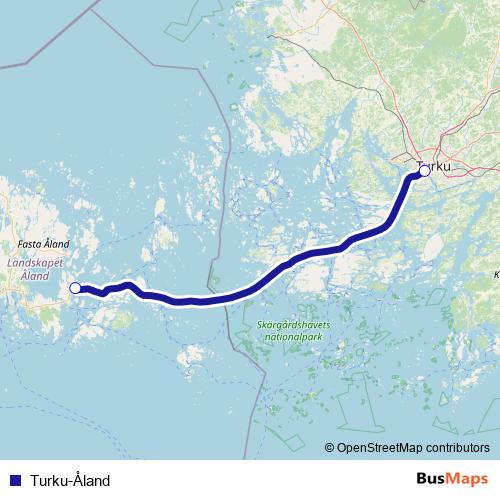Turku-Åland ferry Line Map