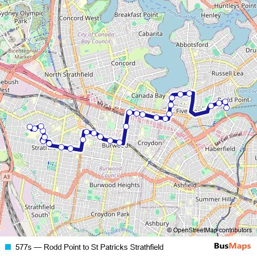 577s bus Line Map