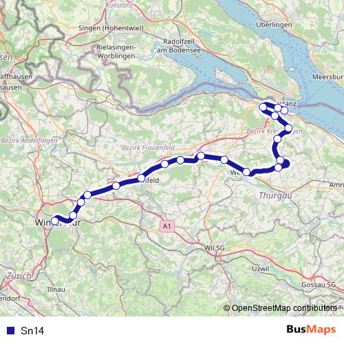 Sn14 tram Line Map
