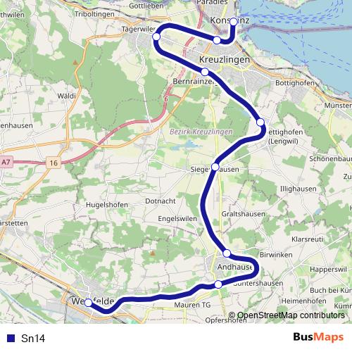 Sn14 tram Line Map