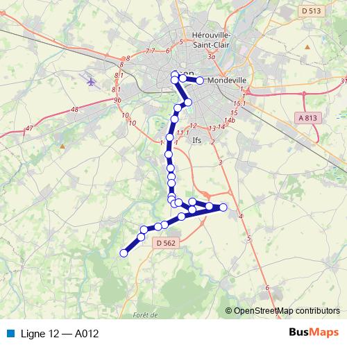 Ligne 12 bus Line Map