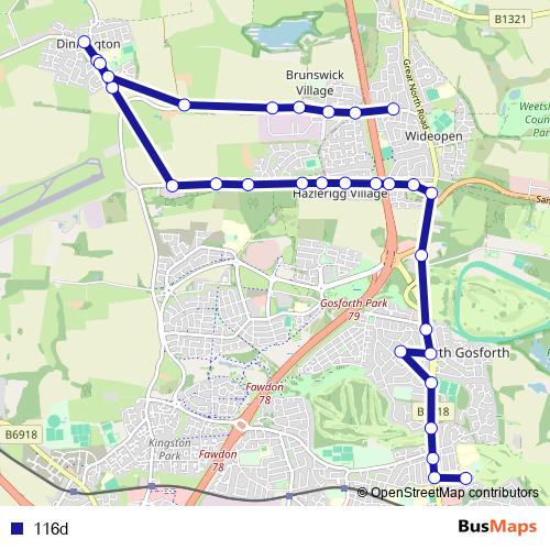 116d bus Line Map