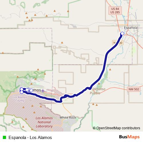 Espanola - Los Alamos bus Line Map