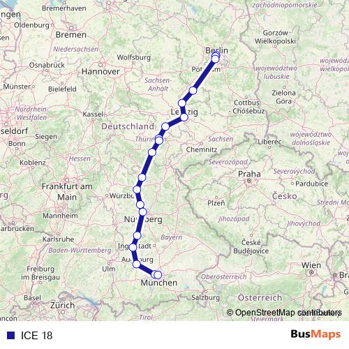 ICE 18 rail Line Map