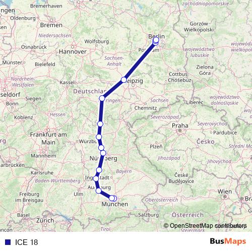 ICE 18 rail Line Map