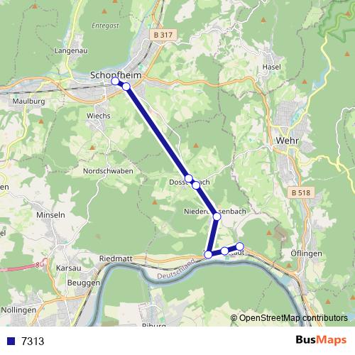 7313 bus Line Map