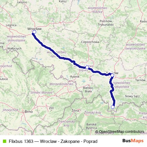 Flixbus 1363 bus Line Map