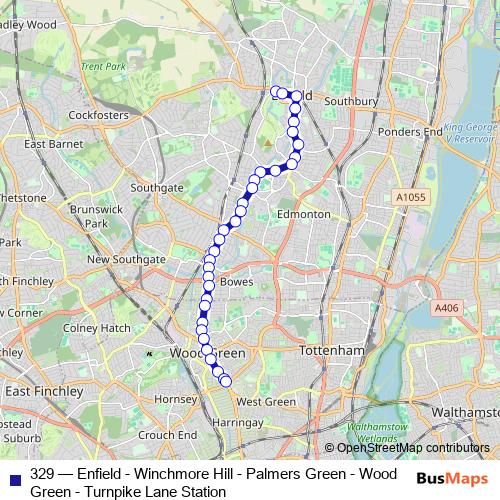 329 bus Line Map