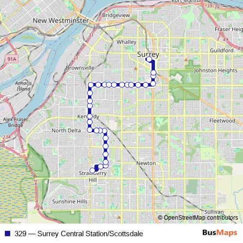 329 bus Line Map
