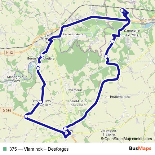 375 bus Line Map