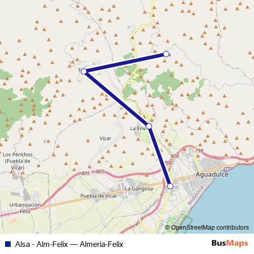 Alsa - Alm-Felix bus Line Map
