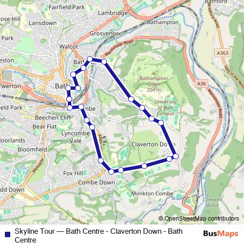 Skyline Tour bus Line Map