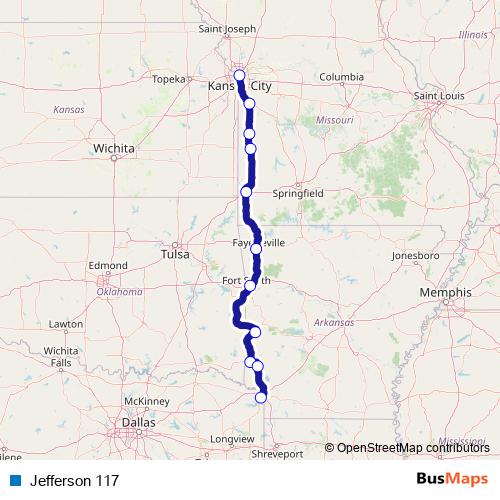 Jefferson 117 bus Line Map