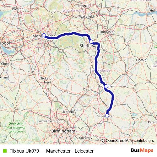 Flixbus Uk079 bus Line Map