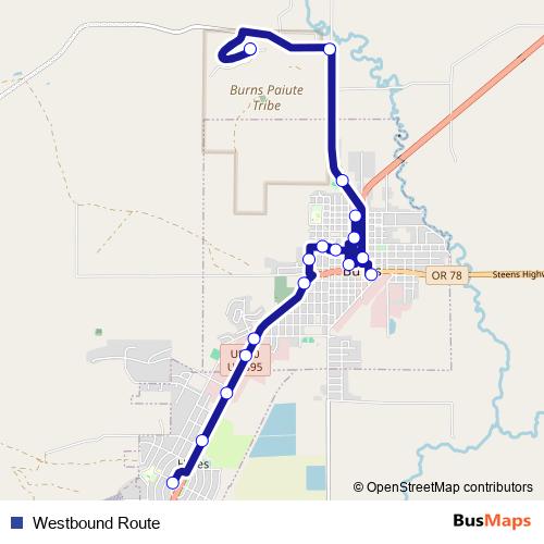 Westbound Route bus Line Map