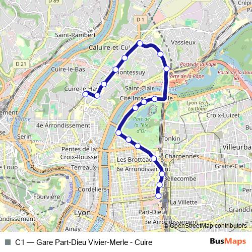 C1 trolleybus Line Map