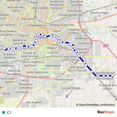 C1 trolleybus Line Map