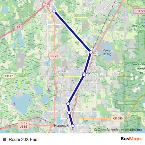 Route 20X East bus Line Map