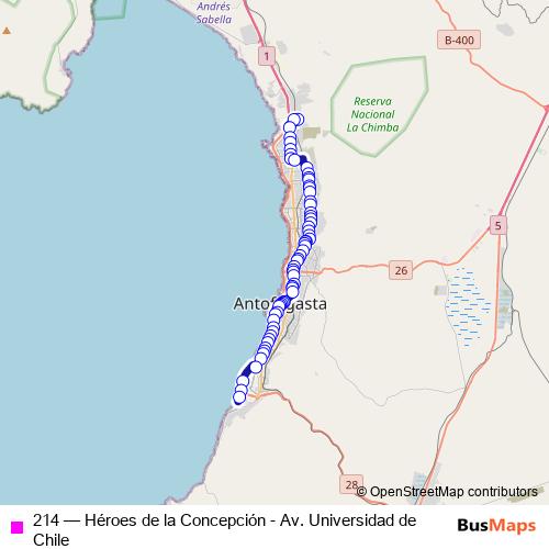 214 bus Line Map