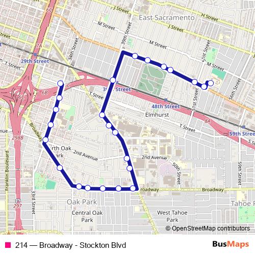 214 bus Line Map