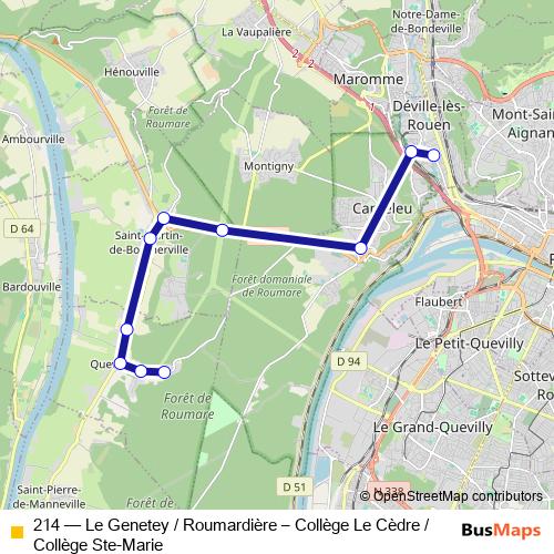 214 bus Line Map