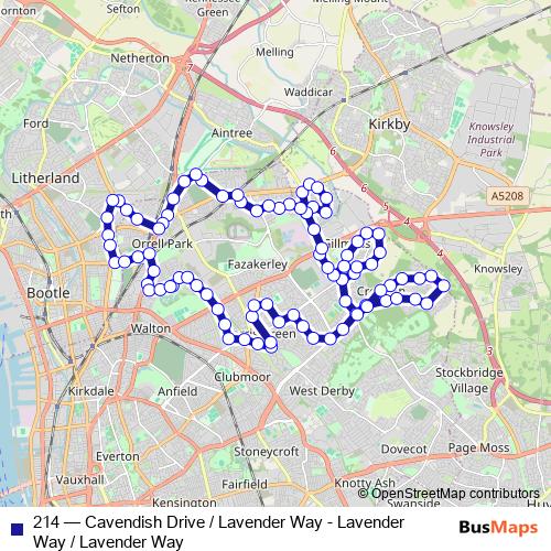 214 bus Line Map