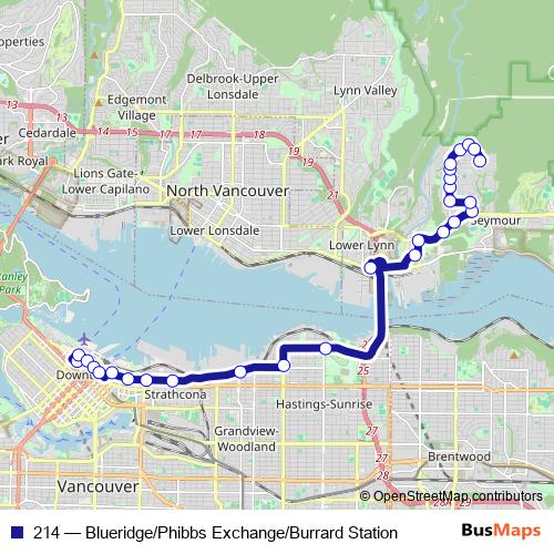 214 bus Line Map