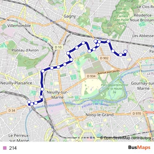 214 bus Line Map
