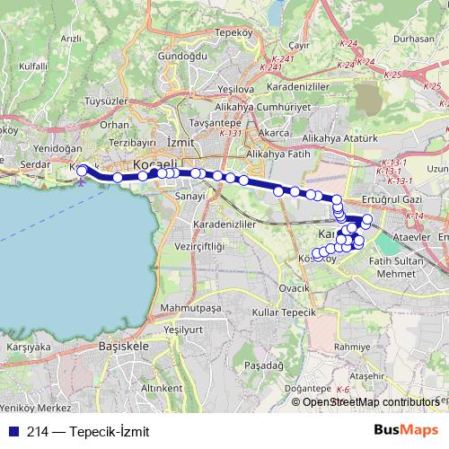 214 bus Line Map