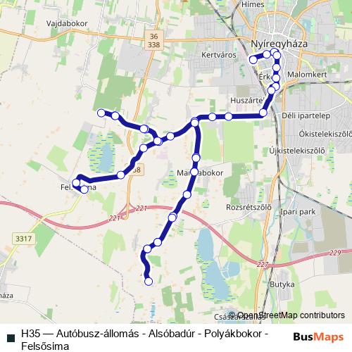 H35 bus Line Map