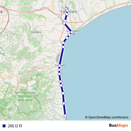 285 D R bus Line Map