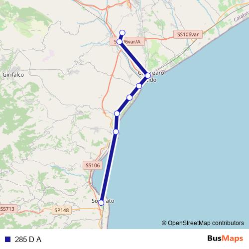 285 D A bus Line Map